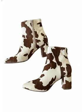 Cow print Ankle Boots with Block Heel